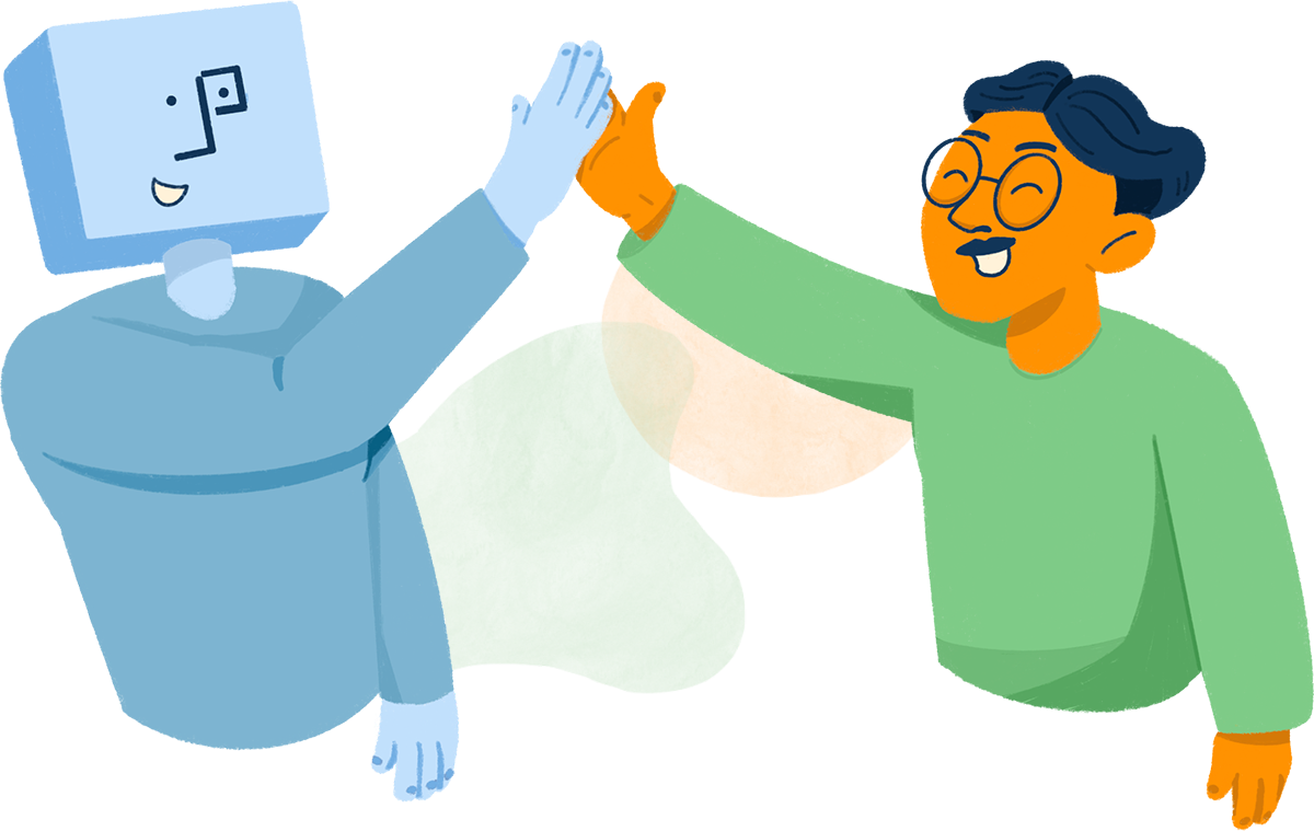 Personified and client high five