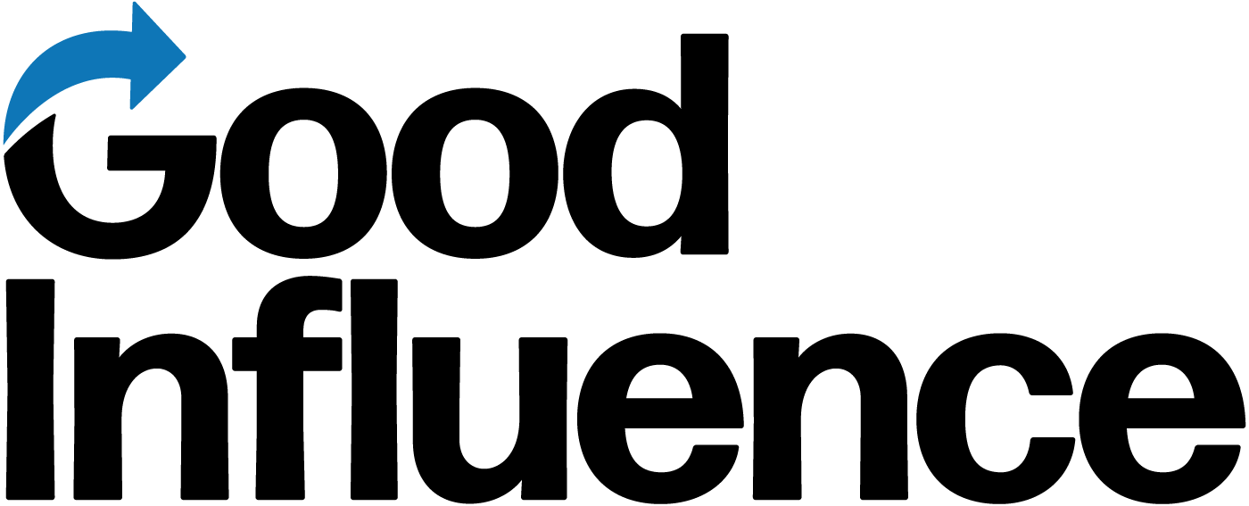 Be A Good Influence Logo in Black and Blue